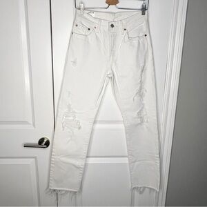 Levi's 501 original fit Straight Leg Distressed White Jeans size 26